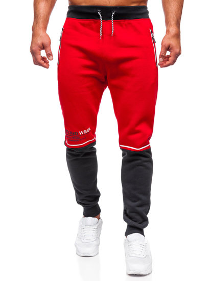 Pantaloni de trening roșii cu imprimeu Bolf AM85A