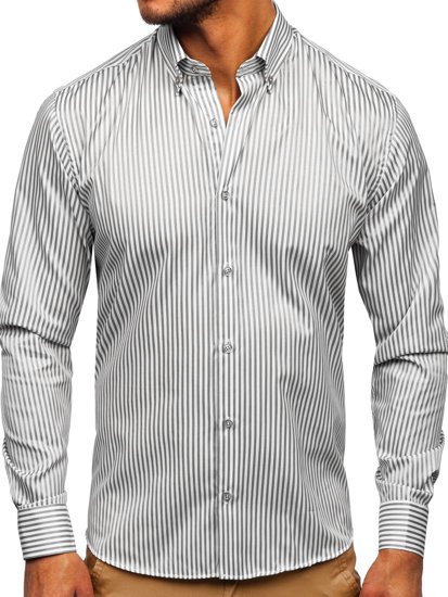 Piki vyriški dryžuoti marškiniai ilgomis rankovėmis Bolf 20726