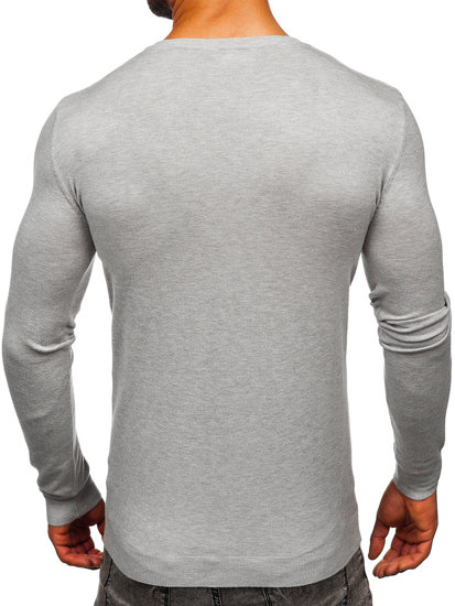 Pilkas vyriškas megztinis su V apykakle Bolf MMB601