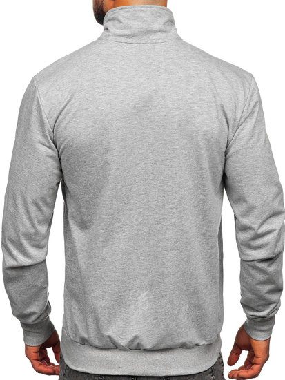 Pilkas vyriškas užsegamas džemperis su stačia apykakle Bolf B228