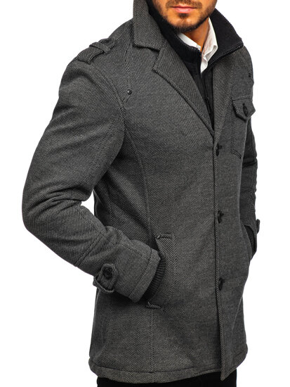 Pilkas vyriškas žieminis paltas Bolf 88801