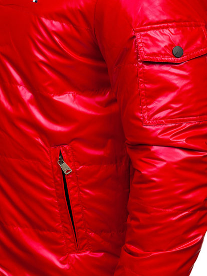 Raudona vyriška dygsniuota demisezoninė sportinė striukė Bolf 2137