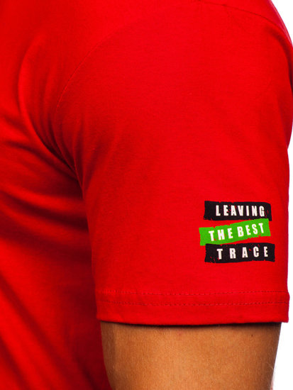 Raudoni vyriški medvilniai marškinėliai Bolf 14514