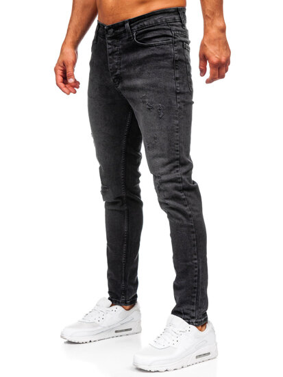 Slim Fit vyriški džinsai Juoda Bolf 6498