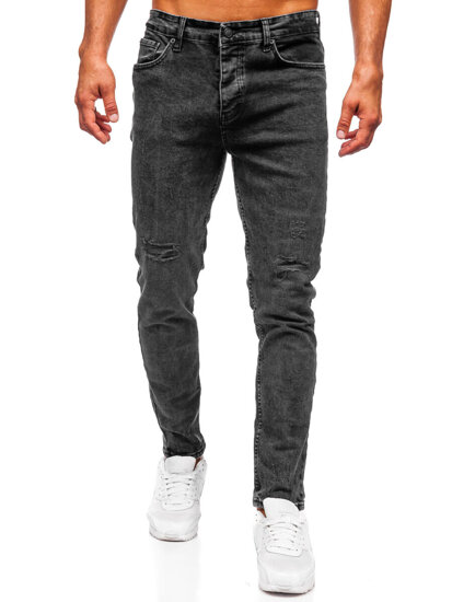 Slim Fit vyriški džinsai Juoda Bolf 6499