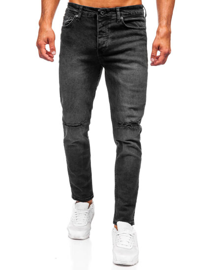 Slim Fit vyriški džinsai Juoda Bolf 6526