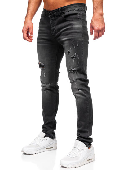 Slim Fit vyriški džinsai Juoda Bolf MP0020N