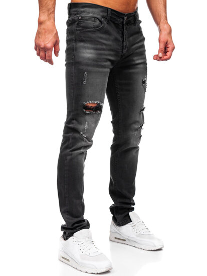 Slim Fit vyriški džinsai Juoda Bolf MP0020N