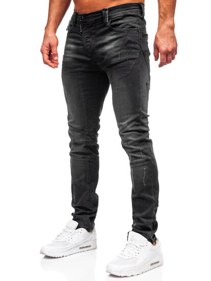 Slim Fit vyriški džinsai Juoda Bolf MP0025N