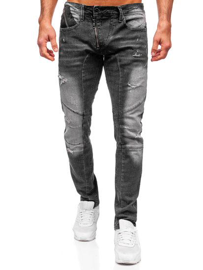 Slim Fit vyriški džinsai Juoda Bolf MP0045N