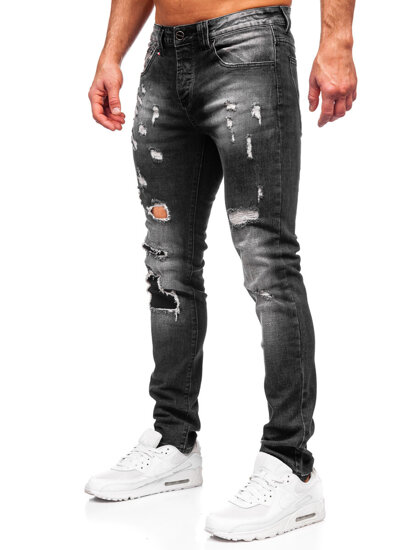 Slim Fit vyriški džinsai Juoda Bolf MP0089N