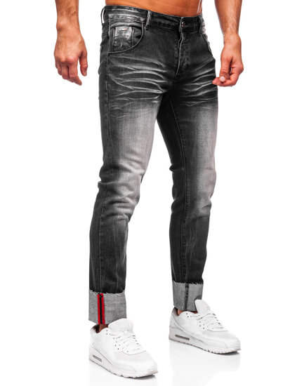 Slim Fit vyriški džinsai Juoda Bolf MP0106N