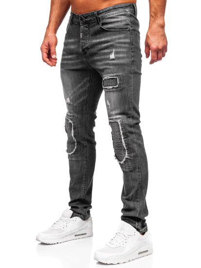 Slim Fit vyriški džinsai Juoda Bolf MP0137N