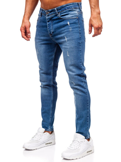 Slim Fit vyriški džinsai Tamsiai mėlyna Bolf 6469