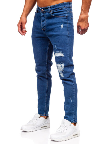 Slim Fit vyriški džinsai Tamsiai mėlyna Bolf 6565