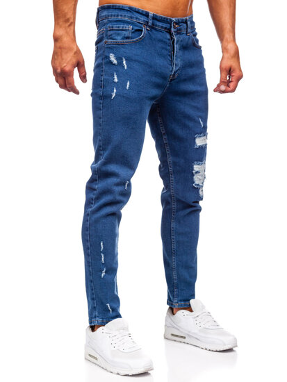 Slim Fit vyriški džinsai Tamsiai mėlyna Bolf 6565