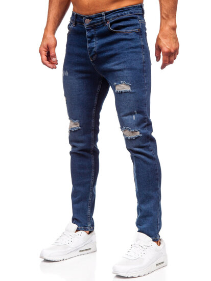 Slim Fit vyriški džinsai Tamsiai mėlyna Bolf 6569