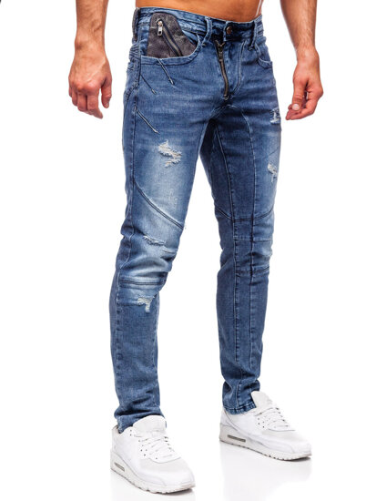 Slim Fit vyriški džinsai Tamsiai mėlyna Bolf MP0045B