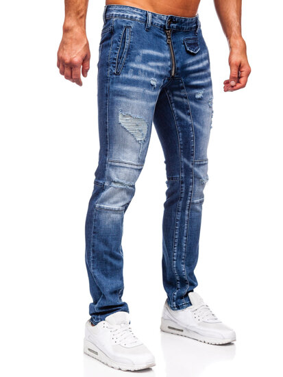 Slim Fit vyriški džinsai Tamsiai mėlyna Bolf MP0110BS