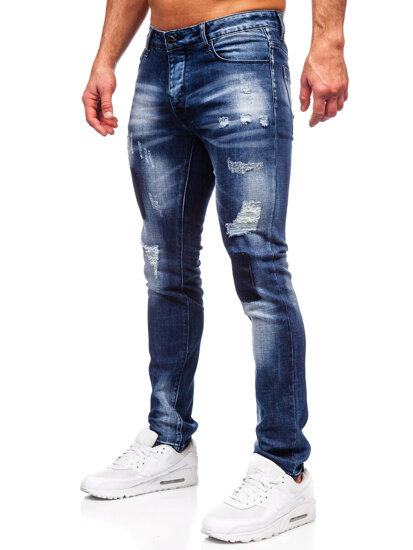 Slim Fit vyriški džinsai Tamsiai mėlyna Bolf MP0113BS