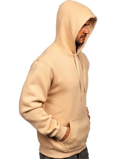 Smėlio spalvos vyriškas džemperis su gobtuvu ir kengūros kišene Bolf 1004