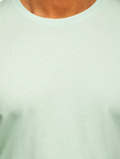Šviesiai mėtiniai vyriški medvilniniai marškinėliai be paveikslėlio Bolf 192397