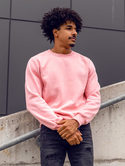 Šviesiai rožinis vyriškas džemperis be gobtuvo Bolf 2001A