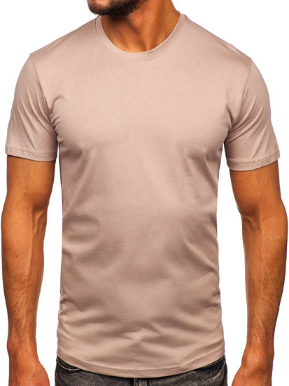 Šviesiai rudi vyriški medvilniniai marškinėliai Bolf 0001