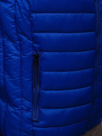 Tamsiai mėlyna vyriška dygsniuota liemenė su gobtuvu Bolf HDL88002