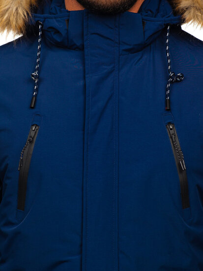 Tamsiai mėlyna vyriška žieminė parka striukė Bolf WX032C