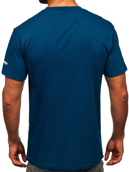 Tamsiai mėlyni medvilniniai vyriški marškinėliai Bolf 14731