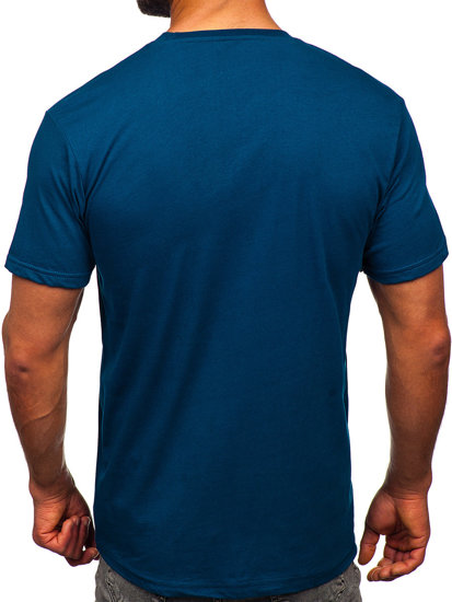 Tamsiai mėlyni medvilniniai vyriški marškinėliai Bolf 14752
