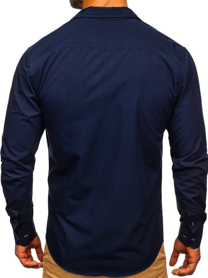 Tamsiai mėlyni vyriški marškiniai ilgomis rankovėmis Bolf 20702