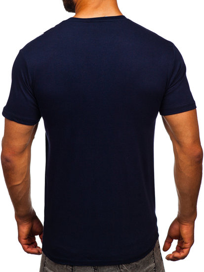 Tamsiai mėlyni vyriški medvilniai marškinėliai Bolf 14701