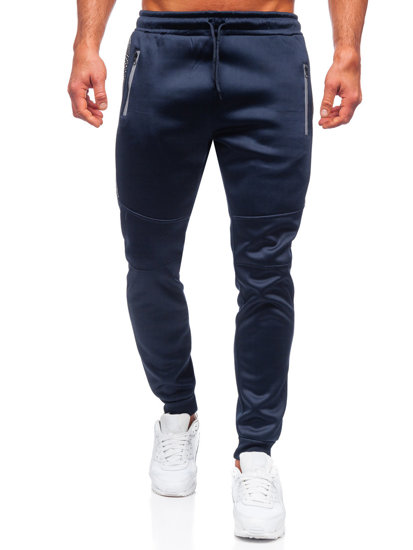 Tamsiai mėlynos pašiltintos vyriškos jogger kelnės Bolf HW2198