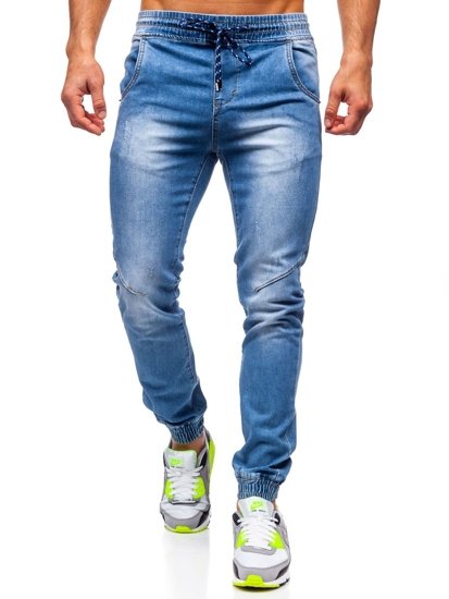 Tamsiai mėlynos vyriškos džinsinės jogger kelnės Bolf KA1721