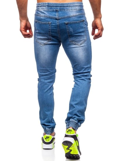 Tamsiai mėlynos vyriškos džinsinės jogger kelnės Bolf KA1721