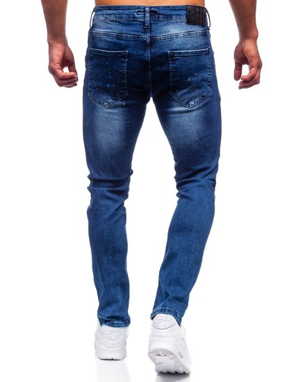 Tamsiai mėlynos vyriškos džinsinės kelnės regular fit Bolf 4003-1