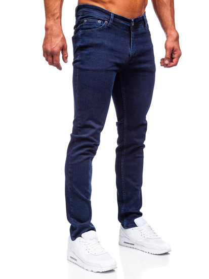 Tamsiai mėlynos vyriškos džinsinės kelnės slim fit Bolf 5054