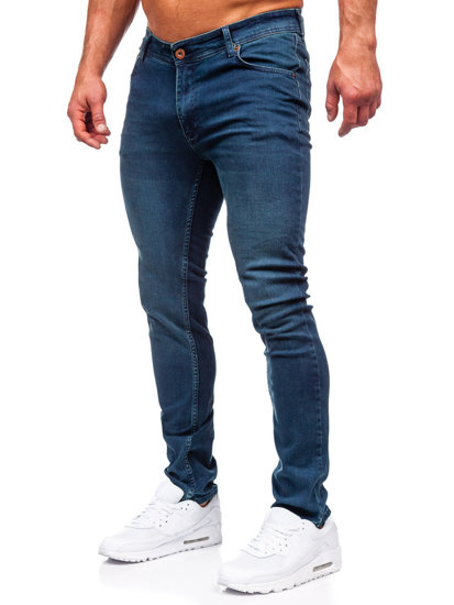 Tamsiai mėlynos vyriškos džinsinės kelnės slim fit Bolf 5066-2