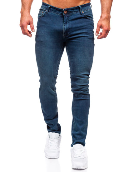 Tamsiai mėlynos vyriškos džinsinės kelnės slim fit Bolf 5066-2