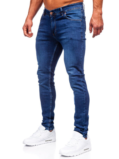 Tamsiai mėlynos vyriškos džinsinės kelnės slim fit Bolf 6147