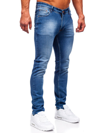 Tamsiai mėlynos vyriškos džinsinės kelnės slim fit Bolf 6528