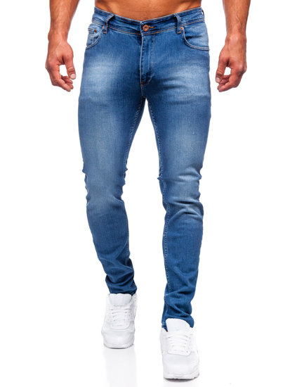 Tamsiai mėlynos vyriškos džinsinės kelnės slim fit Bolf 6528