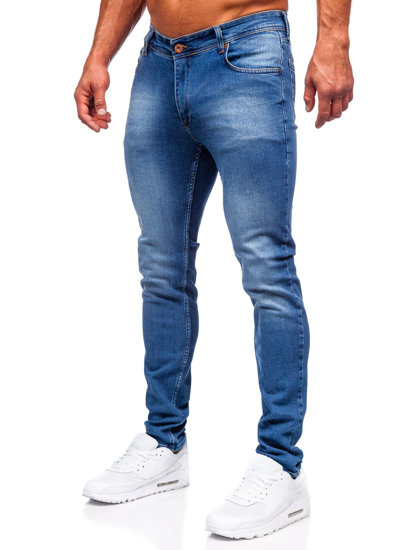 Tamsiai mėlynos vyriškos džinsinės kelnės slim fit Bolf 6528