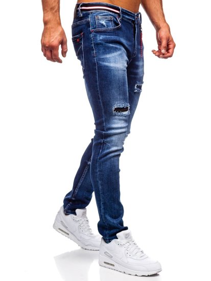 Tamsiai mėlynos vyriškos džinsinės kelnės slim fit Bolf 80033W0