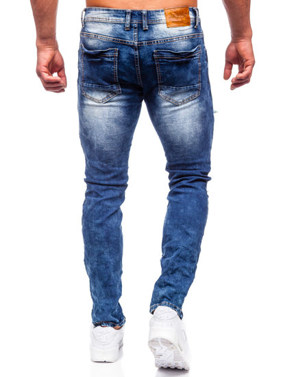 Tamsiai mėlynos vyriškos džinsinės kelnės slim fit Bolf E7860