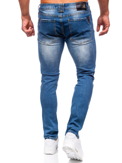 Tamsiai mėlynos vyriškos džinsinės kelnės slim fit Bolf MP0086BS