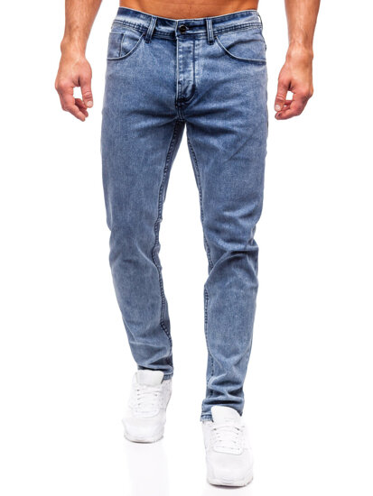 Tamsiai mėlynos vyriškos džinsinės kelnės slim fit Bolf MP0192BS