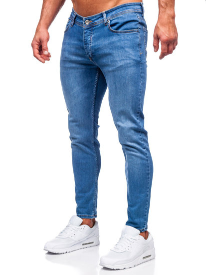 Tamsiai mėlynos vyriškos džinsinės kelnės slim fit Bolf R922